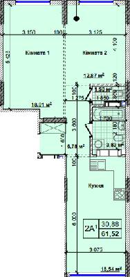2-кімнатна 61.52 м² в ЖК Нові Теремки від 18 500 грн/м², с. Новосілки