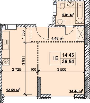 1-кімнатна 36.54 м² в ЖК Нові Теремки від 18 500 грн/м², с. Новосілки