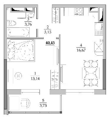 1-кімнатна 43.3 м² в Мкрн Таїровські сади від 20 150 грн/м², с. Лиманка