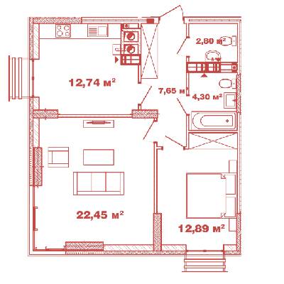 2-комнатная 62.83 м² в ЖК Crystal Avenue от 23 500 грн/м², с. Петропавловская Борщаговка