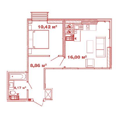1-комнатная 39.45 м² в ЖК Crystal Avenue от 35 500 грн/м², с. Петропавловская Борщаговка
