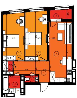 2-кімнатна 75.44 м² в ЖК Парус Smart від 18 850 грн/м², Львів