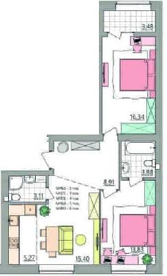 2-кімнатна 70.22 м² в ЖК Синергия Glass від 18 350 грн/м², Рівне