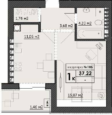 1-комнатная 37.22 м² в ЖК Park Residence от 27 300 грн/м², с. Софиевская Борщаговка