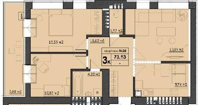 3-комнатная 73.93 м² в ЖК Park Residence от 24 600 грн/м², с. Софиевская Борщаговка