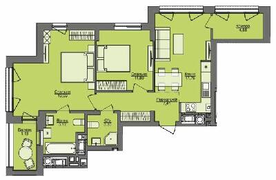 2-комнатная 71.17 м² в ЖК Семицвет от 27 400 грн/м², Львов
