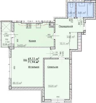2-комнатная 71.94 м² в ЖК Соняшник от 17 700 грн/м², Львов