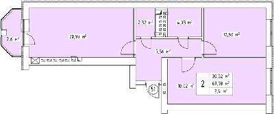 2-кімнатна 67.78 м² в ЖК Волошковий від 21 850 грн/м², с. Софіївська Борщагівка