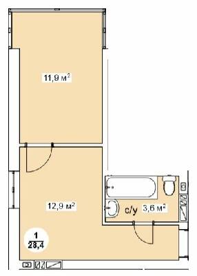 1-кімнатна 28.4 м² в ЖК Нова Данія від 22 500 грн/м², с. Софіївська Борщагівка