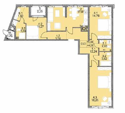 3-кімнатна 91.88 м² в ЖК Яскравий Львів від 19 100 грн/м², Львів