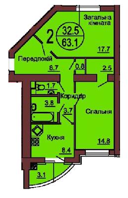 2-комнатная 63.1 м² в ЖК София Клубный от 26 000 грн/м², с. Софиевская Борщаговка