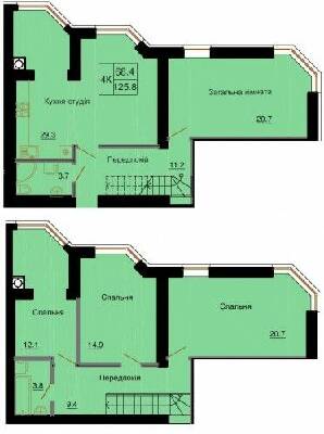 Двухуровневая 125.8 м² в ЖК София Клубный от 16 650 грн/м², с. Софиевская Борщаговка