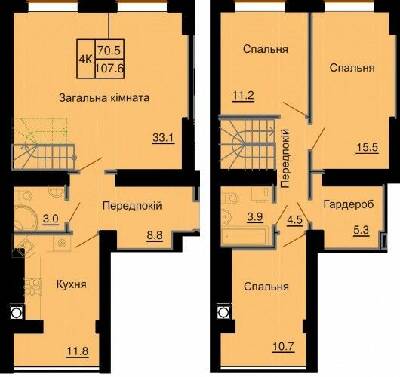 Двухуровневая 107.6 м² в ЖК София Клубный от 16 650 грн/м², с. Софиевская Борщаговка