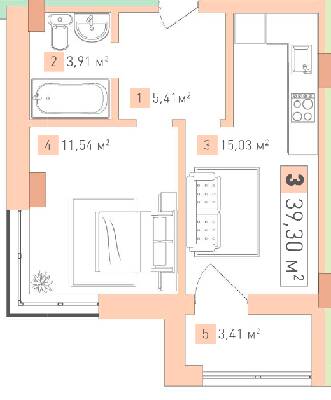 1-комнатная 39.3 м² в ЖК Срибный Дим Бизнес от 20 950 грн/м², г. Трускавец