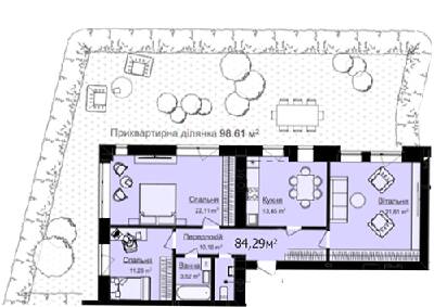 3-кімнатна 84.29 м² в ЖК Vlasna від 23 000 грн/м², с. Ходосівка