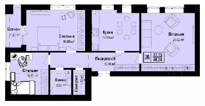 3-кімнатна 77.73 м² в ЖК Vlasna від 23 000 грн/м², с. Ходосівка