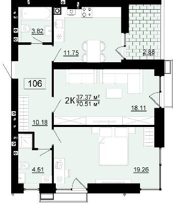 2-кімнатна 70.51 м² в ЖК City Lake від 23 000 грн/м², с. Шевченкове