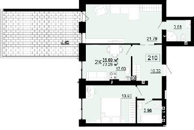 2-кімнатна 73.28 м² в ЖК City Lake від 17 500 грн/м², с. Шевченкове