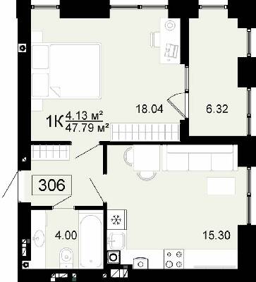 1-кімнатна 47.79 м² в ЖК City Lake від 18 000 грн/м², с. Шевченкове