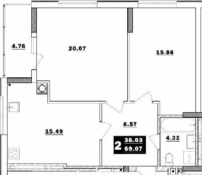 2-кімнатна 69.07 м² в ЖК Обухівський ключ від 14 200 грн/м², м. Обухів