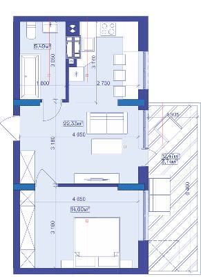 1-кімнатна 46.8 м² в ЖК Utlandia від 27 400 грн/м², м. Ірпінь