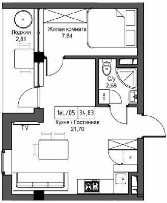 1-кімнатна 34.83 м² в ЖМ ARTVILLE від 23 650 грн/м², смт Авангард