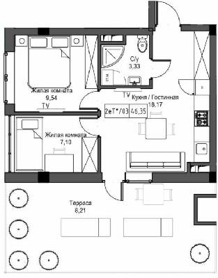 2-кімнатна 46.35 м² в ЖМ ARTVILLE від 17 950 грн/м², смт Авангард