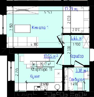 1-кімнатна 35.17 м² в ЖК Viking Home від 16 500 грн/м², м. Ірпінь
