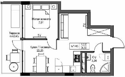 1-кімнатна 36.12 м² в ЖМ ARTVILLE від 23 650 грн/м², смт Авангард