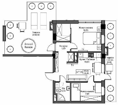 2-кімнатна 55.38 м² в ЖМ ARTVILLE від 17 550 грн/м², смт Авангард