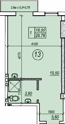 1-комнатная 29.78 м² в ЖК Apart Royal от 42 950 грн/м², Одесса