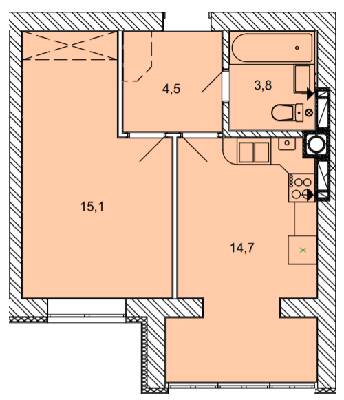 1-кімнатна 38.1 м² в ЖК Найкращий квартал від 29 450 грн/м², м. Ірпінь