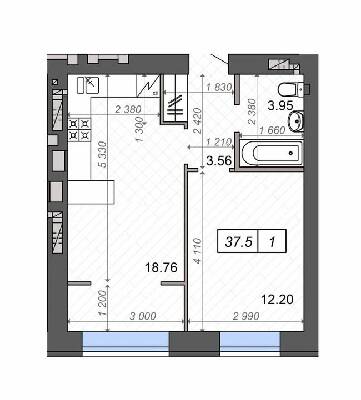 1-кімнатна 37.5 м² в ЖК Нові Метри Park від 23 550 грн/м², м. Ірпінь