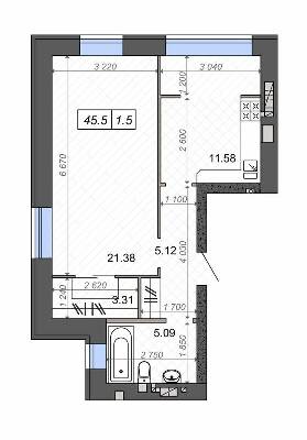 1-кімнатна 45.5 м² в ЖК Нові Метри Park від 23 550 грн/м², м. Ірпінь