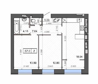 2-комнатная 57 м² в ЖК Новые Метры Park от 20 500 грн/м², г. Ирпень