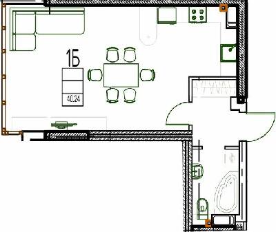 1-кімнатна 40.24 м² в ЖК DERBY Style House від 27 250 грн/м², Одеса