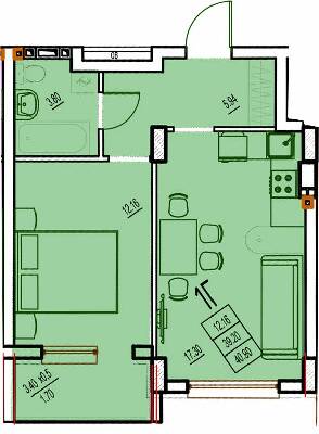 1-кімнатна 41.81 м² в ЖК DERBY Style House від 27 250 грн/м², Одеса