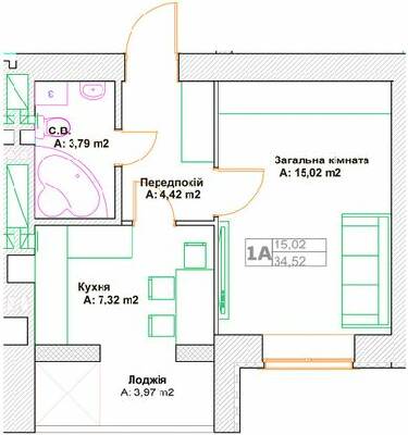 1-кімнатна 34.52 м² в ЖК Фортуна-2 від 27 400 грн/м², м. Ірпінь