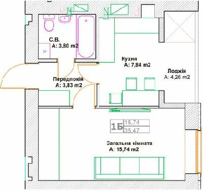 1-кімнатна 35.47 м² в ЖК Фортуна-2 від 27 400 грн/м², м. Ірпінь