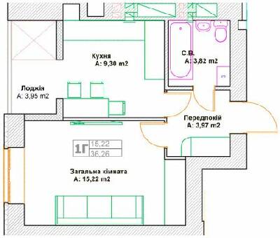 1-кімнатна 36.26 м² в ЖК Фортуна-2 від 27 400 грн/м², м. Ірпінь