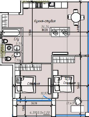 2-кімнатна 70.26 м² в ЖК ITown від 36 950 грн/м², Одеса