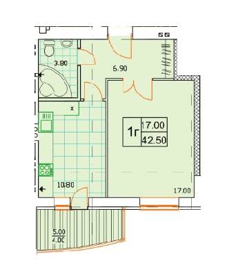 1-кімнатна 42.5 м² в ЖК Сонячна Оселя від 21 000 грн/м², м. Буча