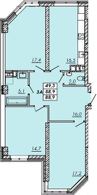 3-кімнатна 88.9 м² в ЖК RealPark від 15 700 грн/м², Одеса