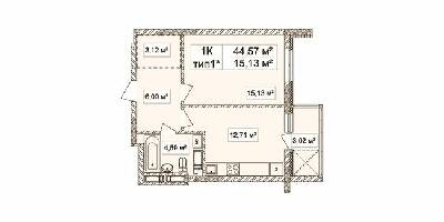 1-кімнатна 44.57 м² в ЖК Лук'янівський каскад від 29 550 грн/м², Київ
