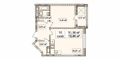 1-кімнатна 51.16 м² в ЖК Лук'янівський каскад від 41 213 грн/м², Київ
