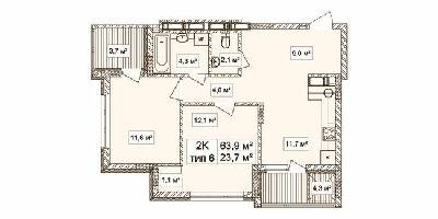 2-кімнатна 63.9 м² в ЖК Лук'янівський каскад від 36 284 грн/м², Київ