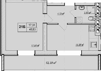 1-кімнатна 48.83 м² в ЖК Метро парк від 22 500 грн/м², Київ