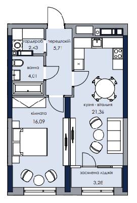 1-комнатная 53.88 м² в ЖК Новый Автограф от 49 200 грн/м², Киев