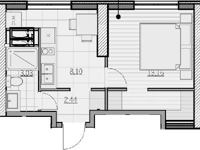 1-комнатная 26.73 м² в ЖК Парк Хиллс (Молодежная инициатива) от 22 050 грн/м², Киев