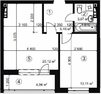 1-комнатная 45.05 м² в ЖК Сырецкий парк 2 от 33 050 грн/м², Киев